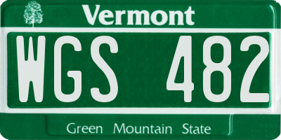VT license plate WGS482