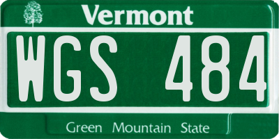 VT license plate WGS484