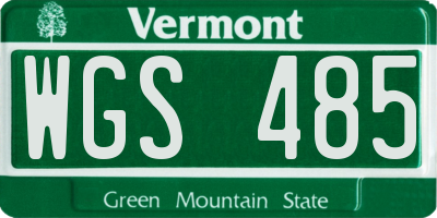 VT license plate WGS485