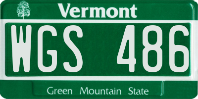 VT license plate WGS486
