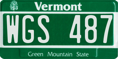 VT license plate WGS487
