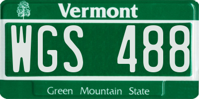 VT license plate WGS488