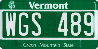 VT license plate WGS489