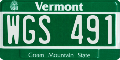 VT license plate WGS491