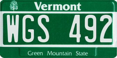 VT license plate WGS492