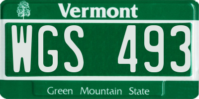 VT license plate WGS493