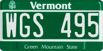 VT license plate WGS495