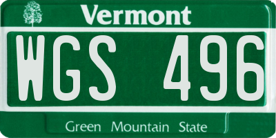 VT license plate WGS496