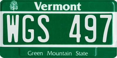 VT license plate WGS497