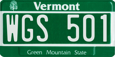 VT license plate WGS501