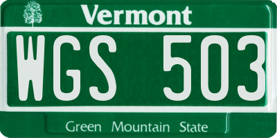 VT license plate WGS503