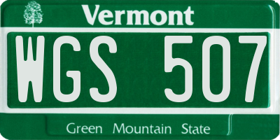 VT license plate WGS507