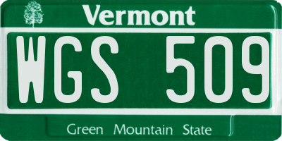 VT license plate WGS509