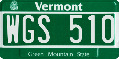 VT license plate WGS510
