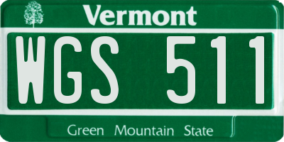 VT license plate WGS511