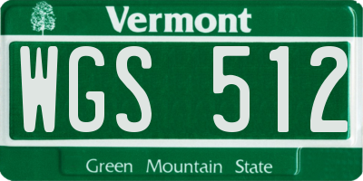 VT license plate WGS512