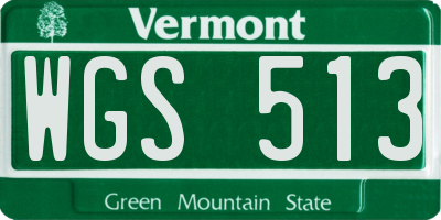 VT license plate WGS513