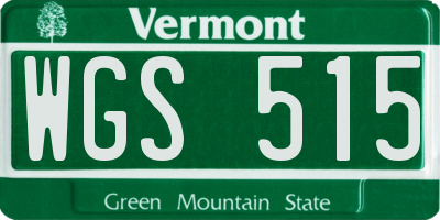 VT license plate WGS515