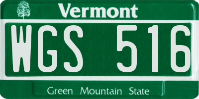 VT license plate WGS516
