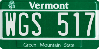 VT license plate WGS517
