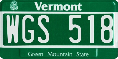 VT license plate WGS518