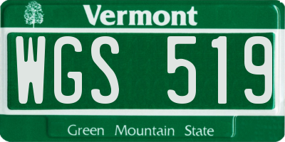 VT license plate WGS519