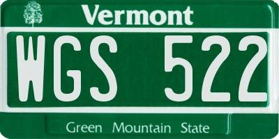 VT license plate WGS522