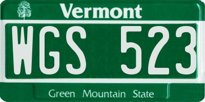 VT license plate WGS523