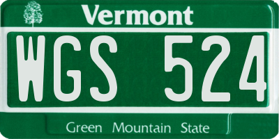 VT license plate WGS524