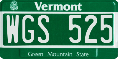 VT license plate WGS525