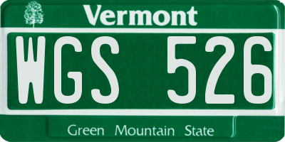 VT license plate WGS526