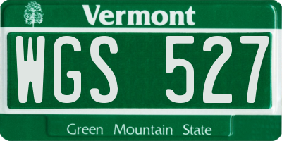 VT license plate WGS527