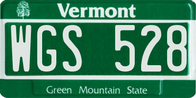 VT license plate WGS528
