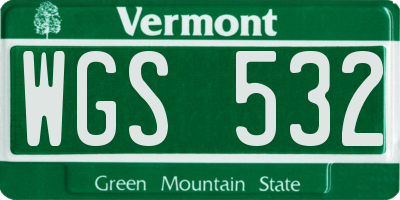 VT license plate WGS532