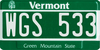 VT license plate WGS533