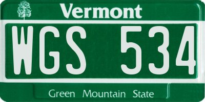 VT license plate WGS534