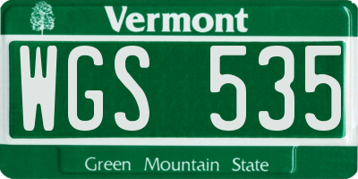 VT license plate WGS535