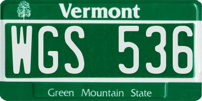 VT license plate WGS536