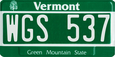 VT license plate WGS537