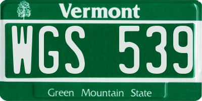 VT license plate WGS539