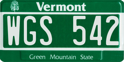 VT license plate WGS542