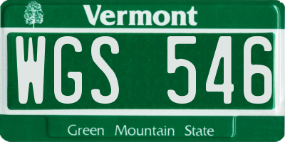 VT license plate WGS546