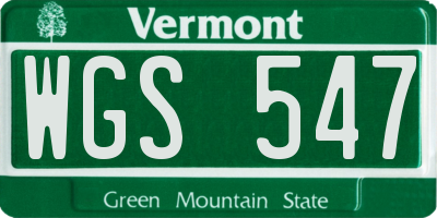 VT license plate WGS547
