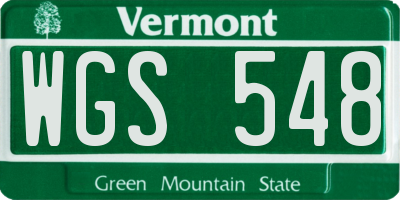 VT license plate WGS548