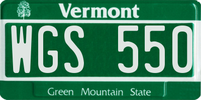 VT license plate WGS550