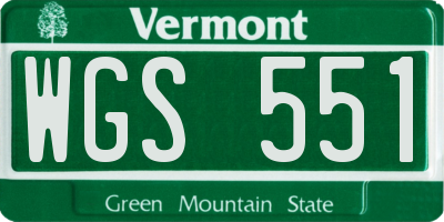 VT license plate WGS551