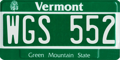 VT license plate WGS552