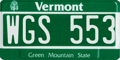 VT license plate WGS553