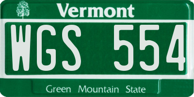 VT license plate WGS554