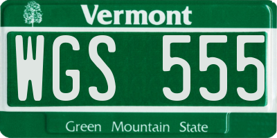 VT license plate WGS555